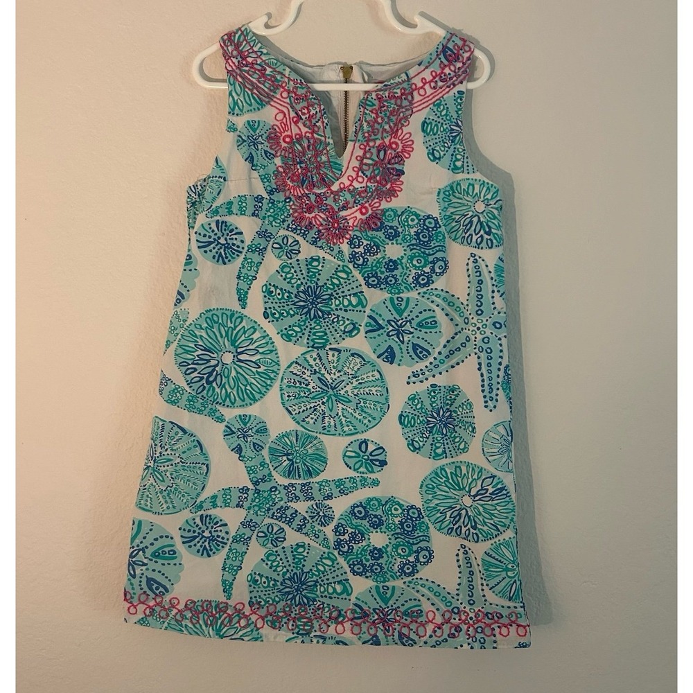 Lilly Pulitzer Girls Summer Sea Shell Sea Urchin Dress Size Small 6